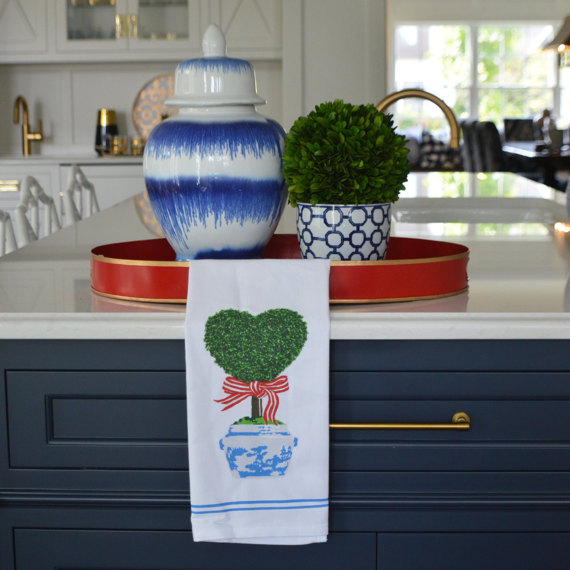 WH Hostess Cotton Tea Towel | Heart Topiary Tree