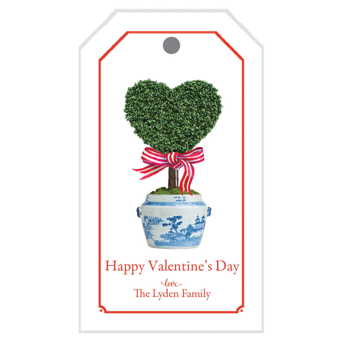 Heart Topiary Tree Valentine's Day Personalized Gift Tags