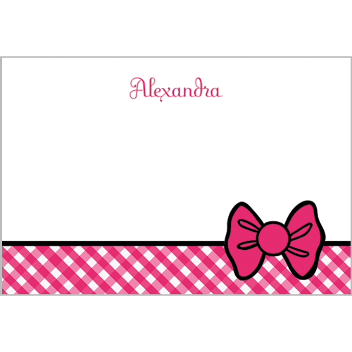 Bows & Kitty Party Gingham Notecards
