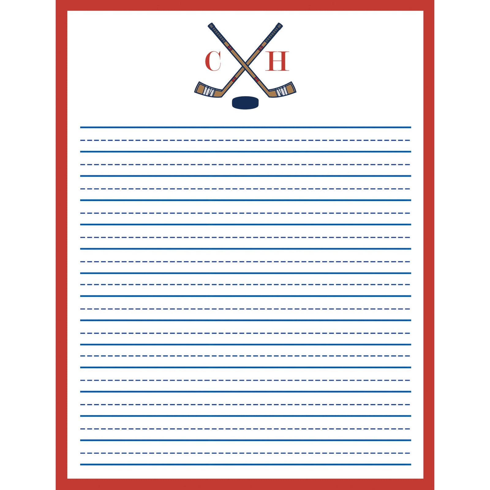 8.5x11 Hockey Lined Notepad (50 pages)
