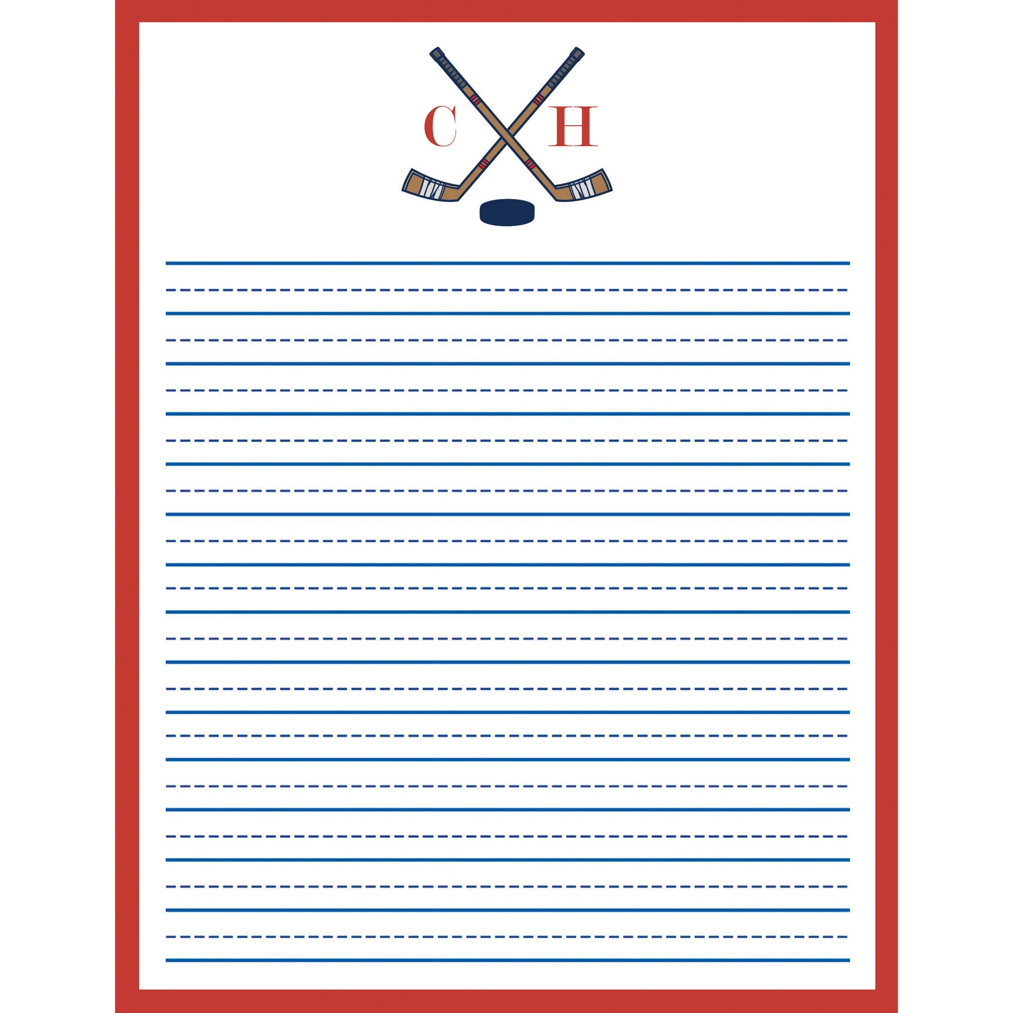 8.5x11 Hockey Lined Notepad (50 pages)