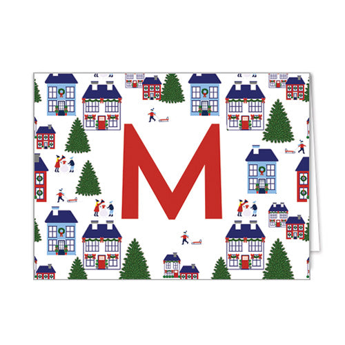 Holiday Village Personalized Folded Notecards