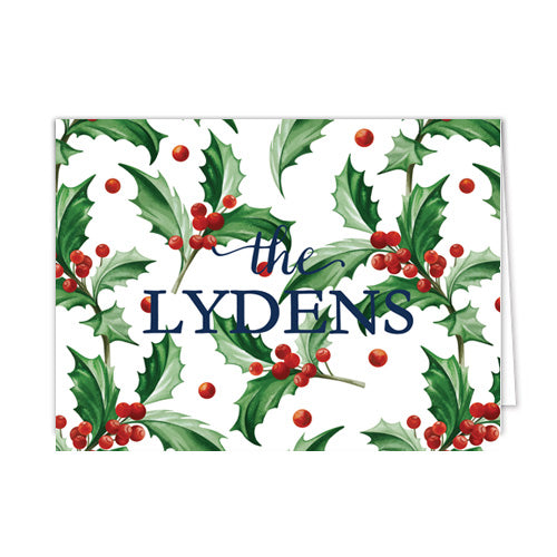 Christmas Holly Personalized Folded Notecards