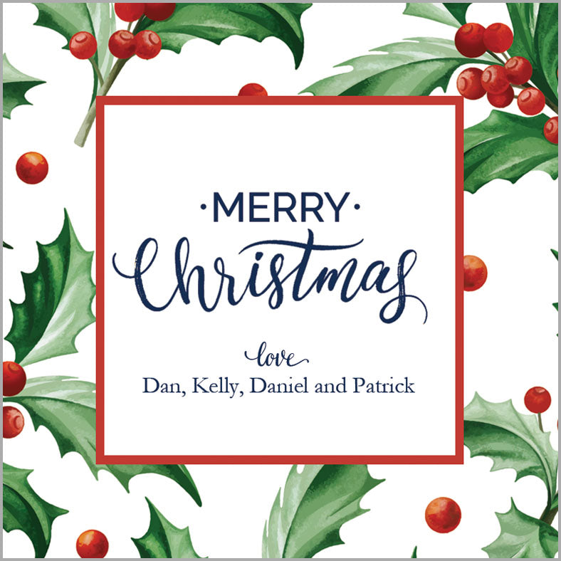 Christmas Holly Personalized Gift Stickers | Set of 24