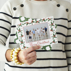 Christmas Holly Horizontal Holiday Photo Card
