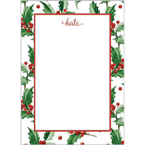 Christmas Holly Personalized Notepad