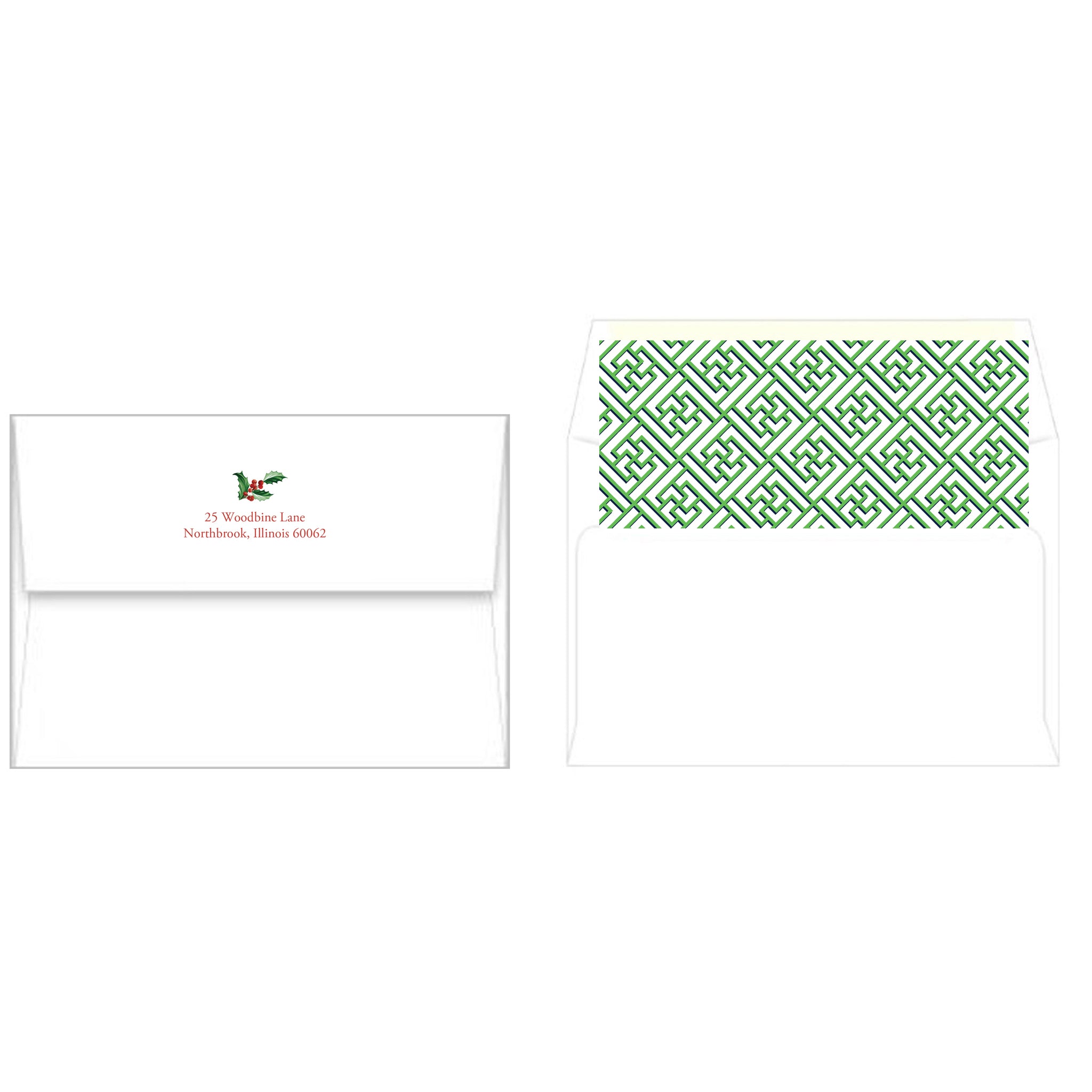 Custom Christmas & Holiday Cards, 5x7 Cardstock, Blank Envelope, Glowing  Holly