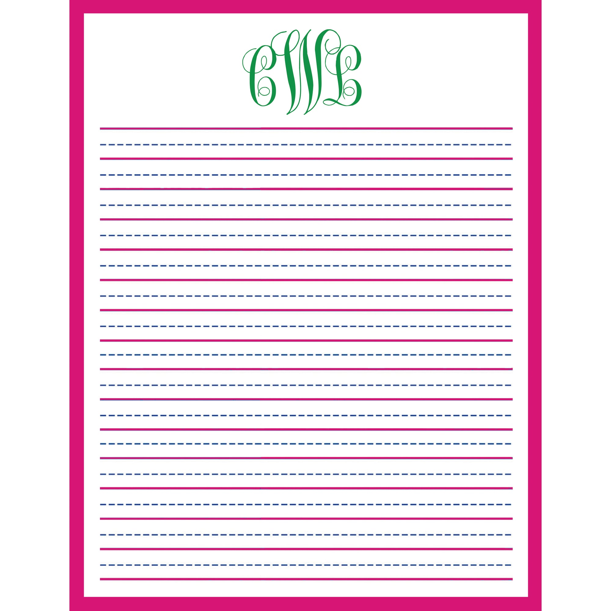 8.5x11 Preppy Monogram Lined Notepad (50 pages) | Hot Pink