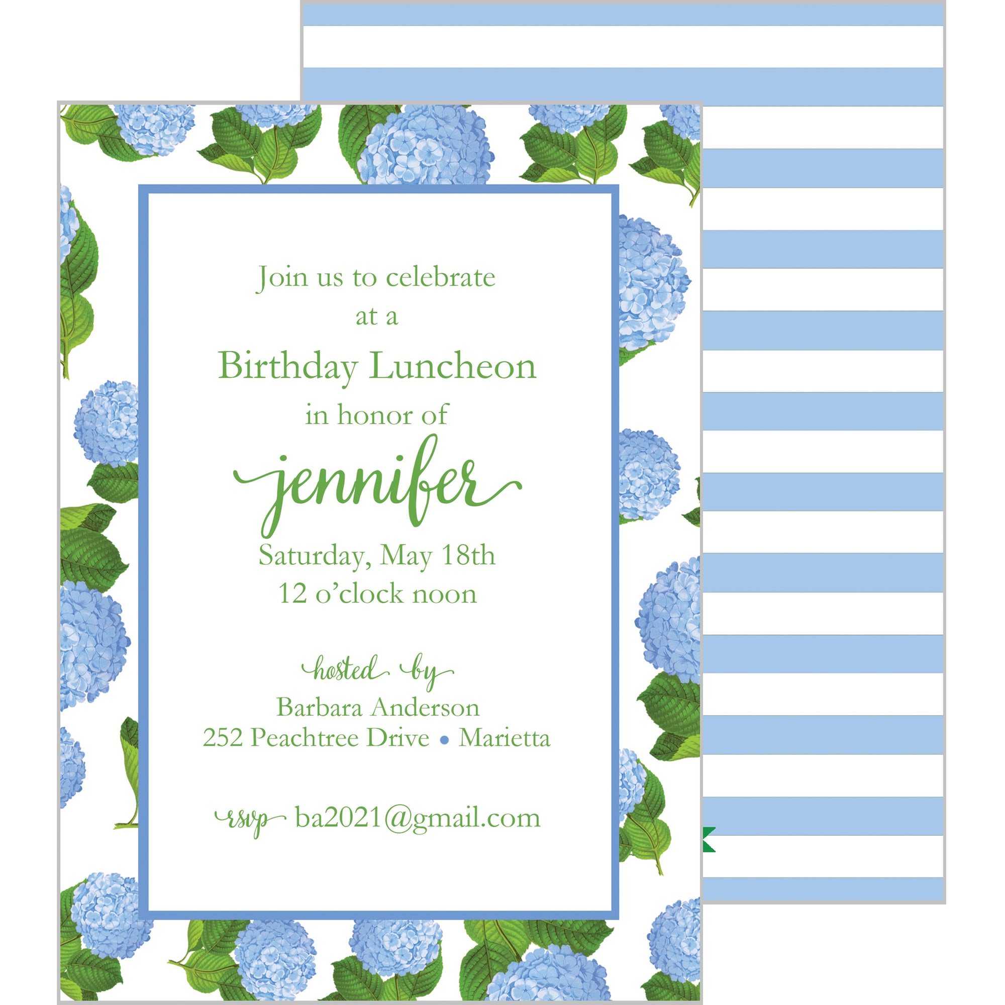 Blue Hydrangeas Pattern Party Invitation