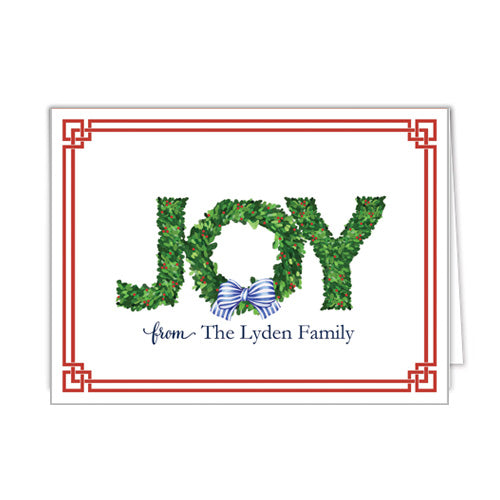 JOY Boxwood Personalized Folded Notecards