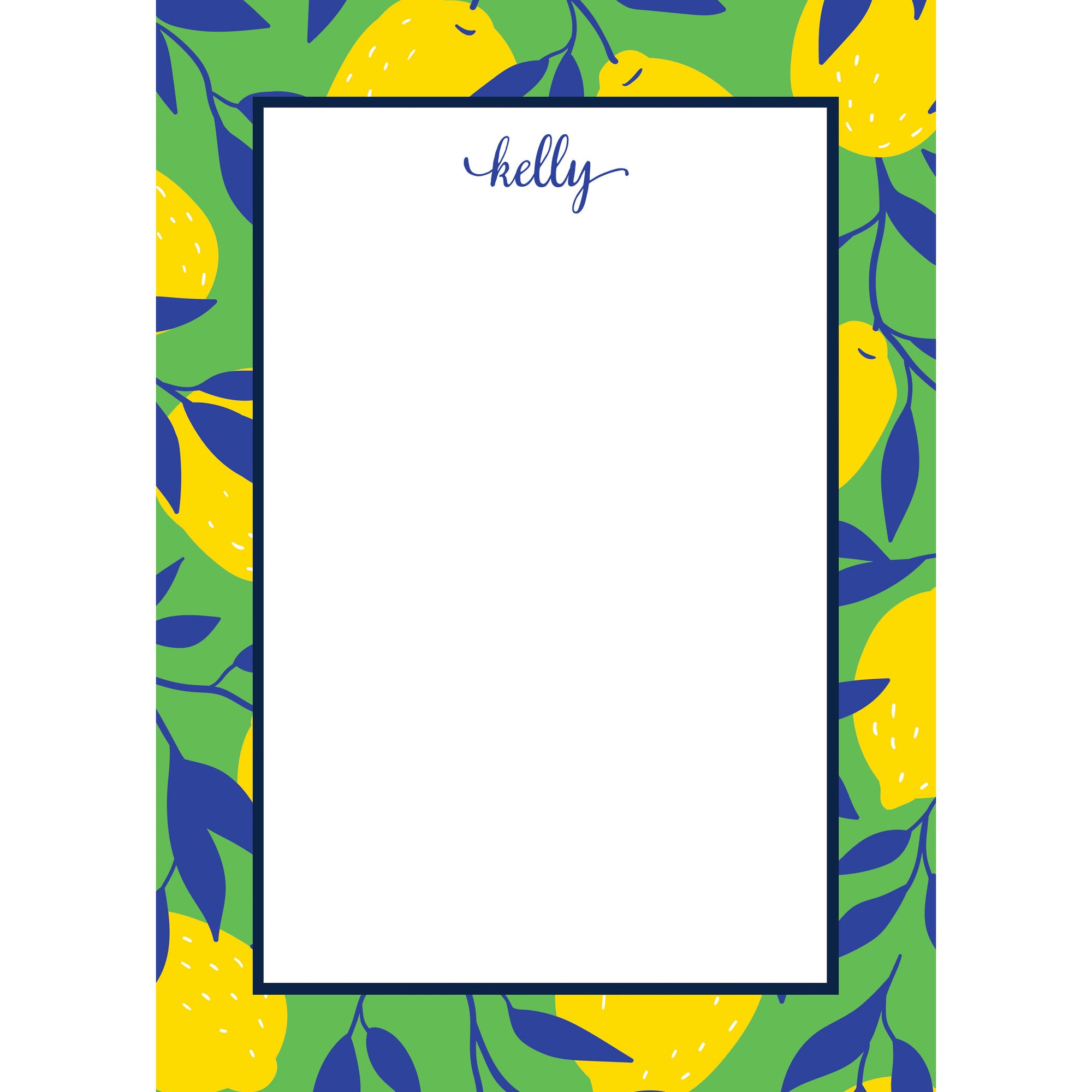 Lemon Block Print Personalized Notepad