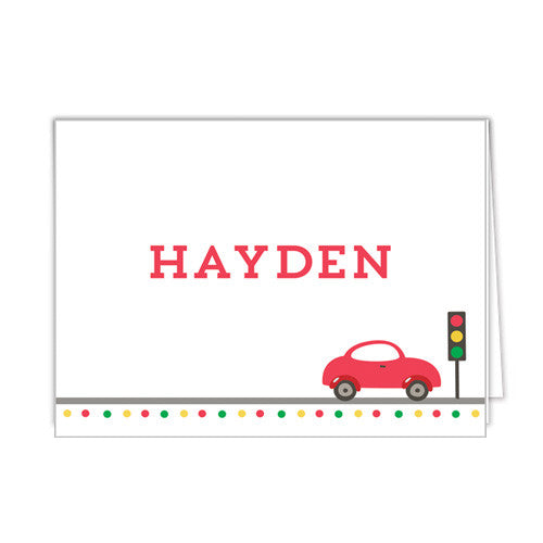Little Red Car Personalized Folded Notecards