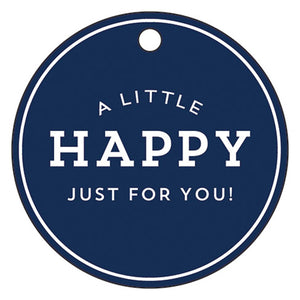 Stock Shoppe: 3" Round Navy Blue Gift Tags |  "A Little HAPPY Just for You!"