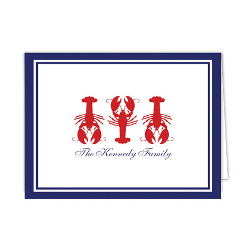 Lobster Gingham Personalized Folded Notecards