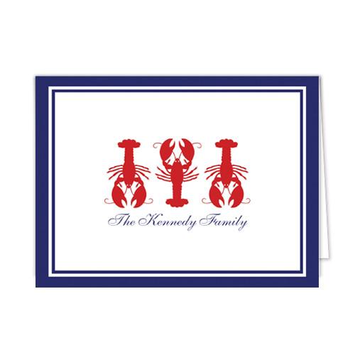 Lobster Gingham Personalized Folded Notecards Wholesale