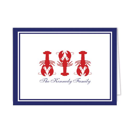 Lobster Gingham Personalized Folded Notecards Wholesale