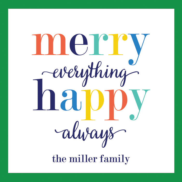 Merry Everything Happy Always Holiday Gift Sticker | Set of 24