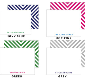 Mitered Stripe Personalized Flat Notecards - More Color Options