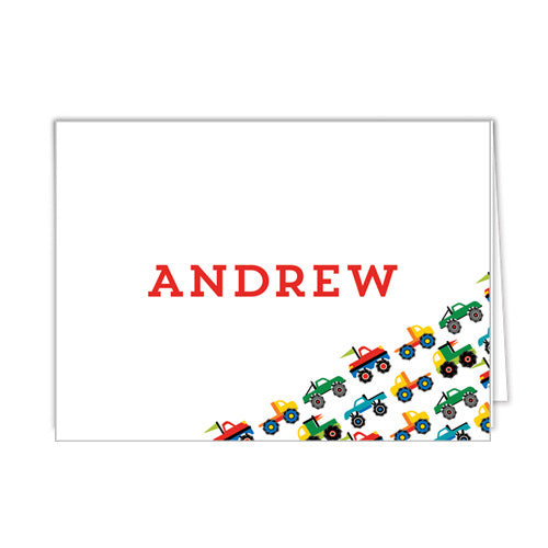 Monster Truck Personalized Folded Notecard