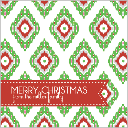 Multi-Color Christmas Ikat Square Gift Sticker - Set of 24