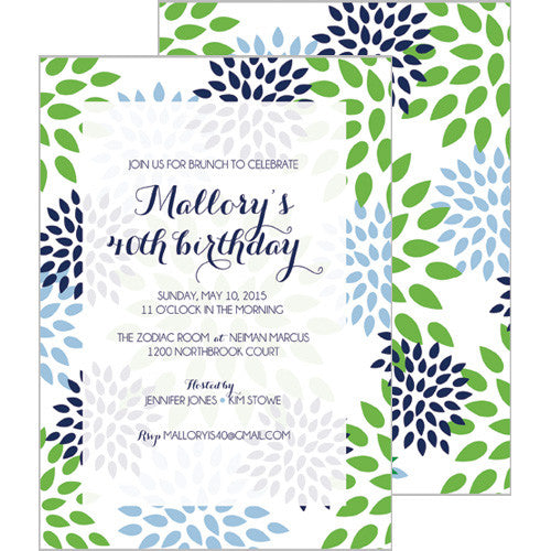 Mums Floral Invitation - Blue