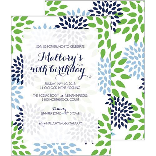 Mums Floral Invitation - Blue Wholesale