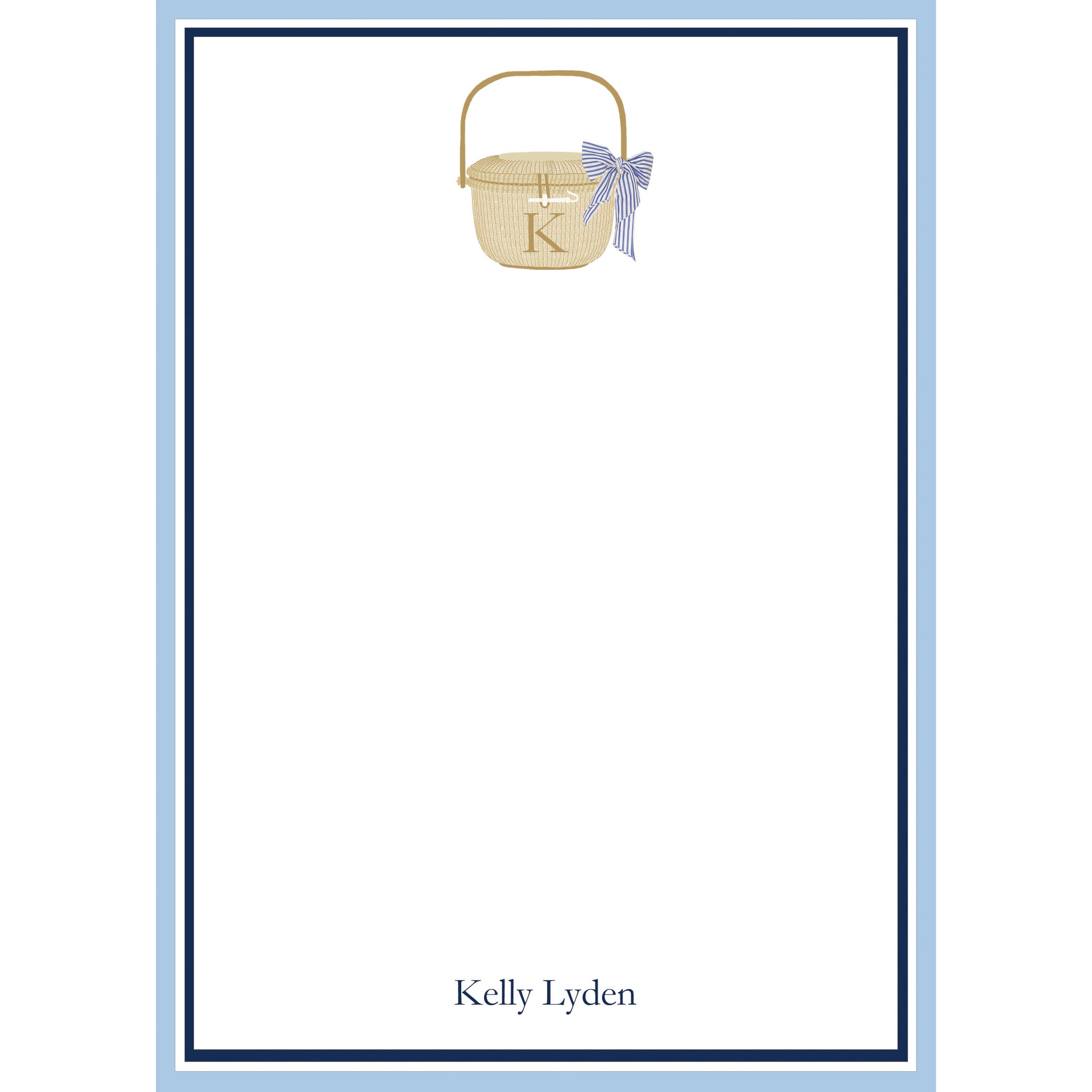 Note Program Basket Classic Nantucket Basket Personalized Notepad - WH Hostess Social ...