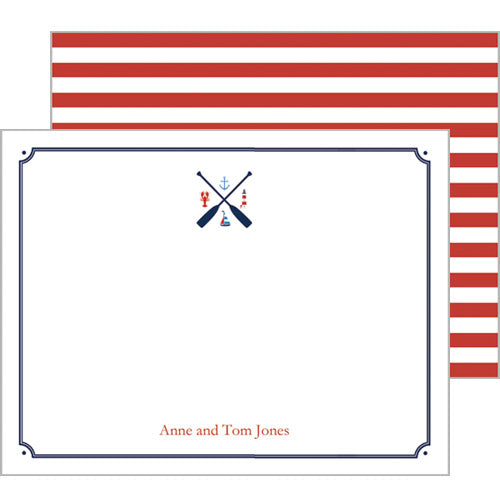 Nautical Crest Personalized Flat Notecards