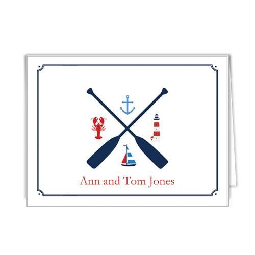 Nautical Crest Personalized Folded Notecards Wholesale