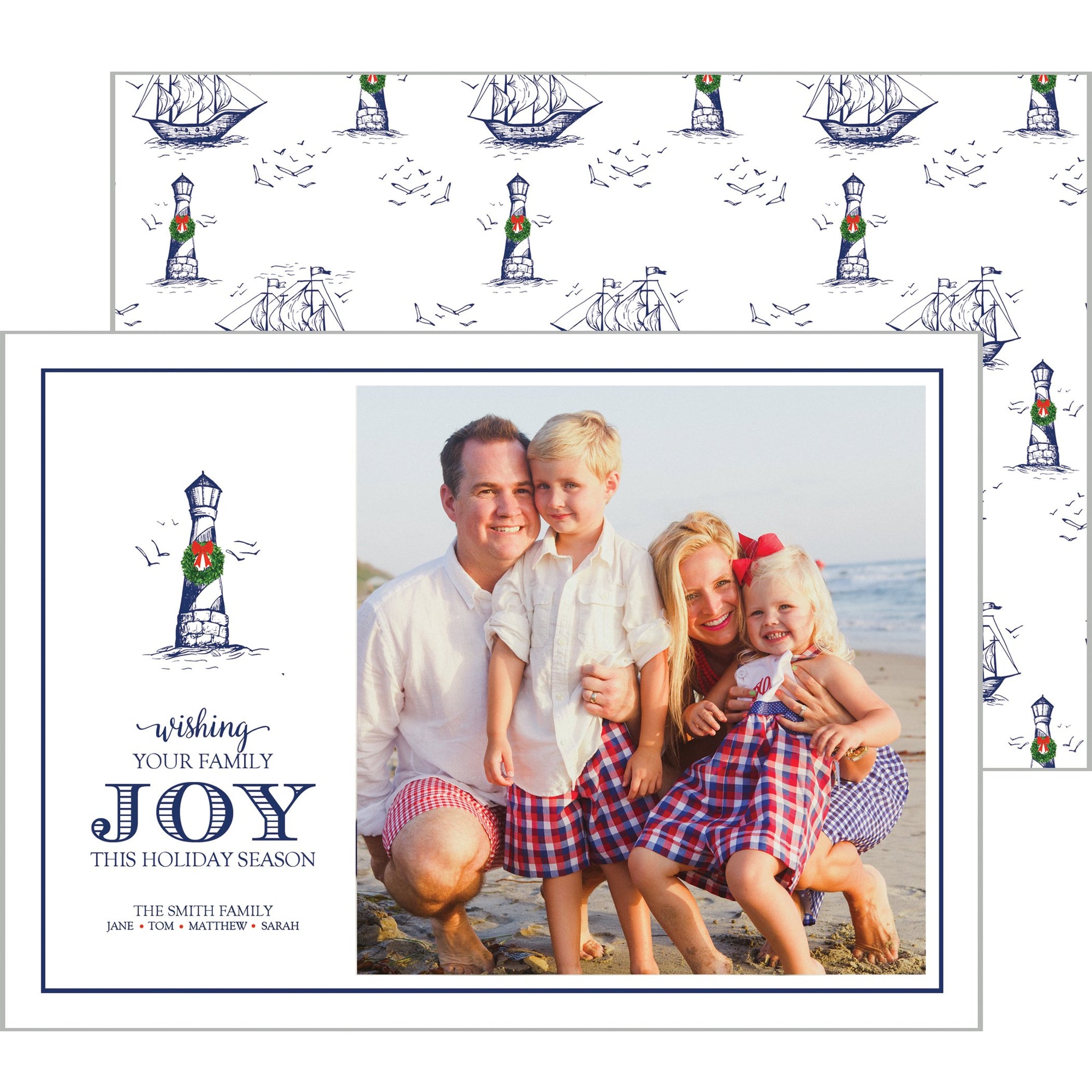 [CUSTOM] Christmas Lighthouse Nautical Holiday Photo Card