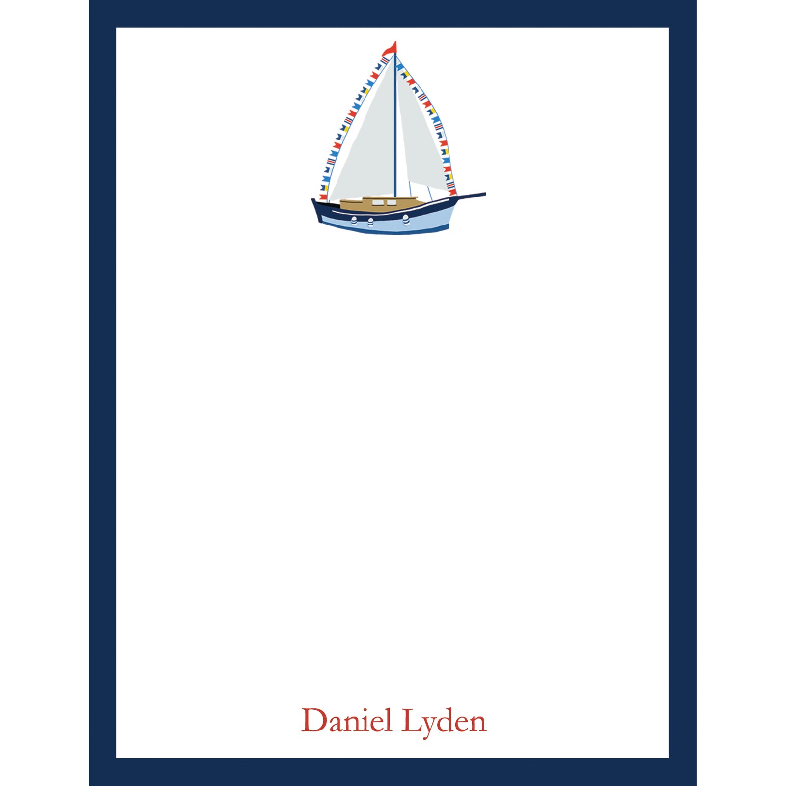 Sailboat with Nautical Flags Personalized Notepad