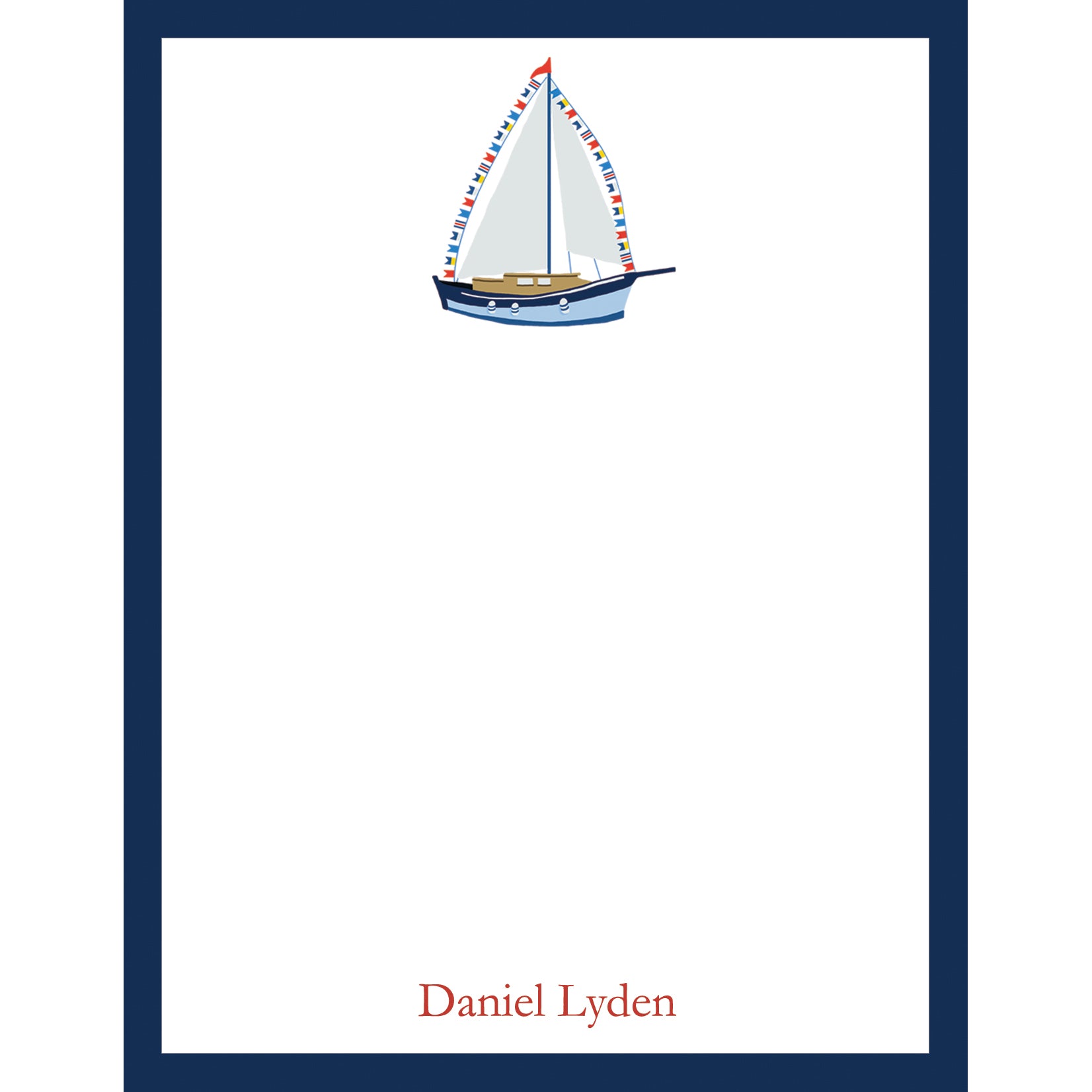 Sailboat with Nautical Flags Personalized Notepad