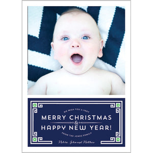 Holiday Greek Key Border Photo Card - More Color Options