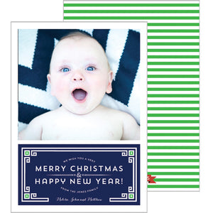 Holiday Greek Key Border Photo Card - More Color Options