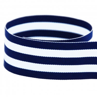 Preppy Striped Grosgrain Ribbon | Navy Blue