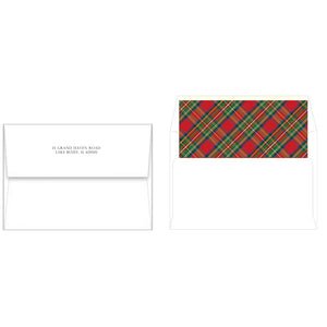 Festive Christmas Wreath and Tartan Plaid Holiday Photo Card