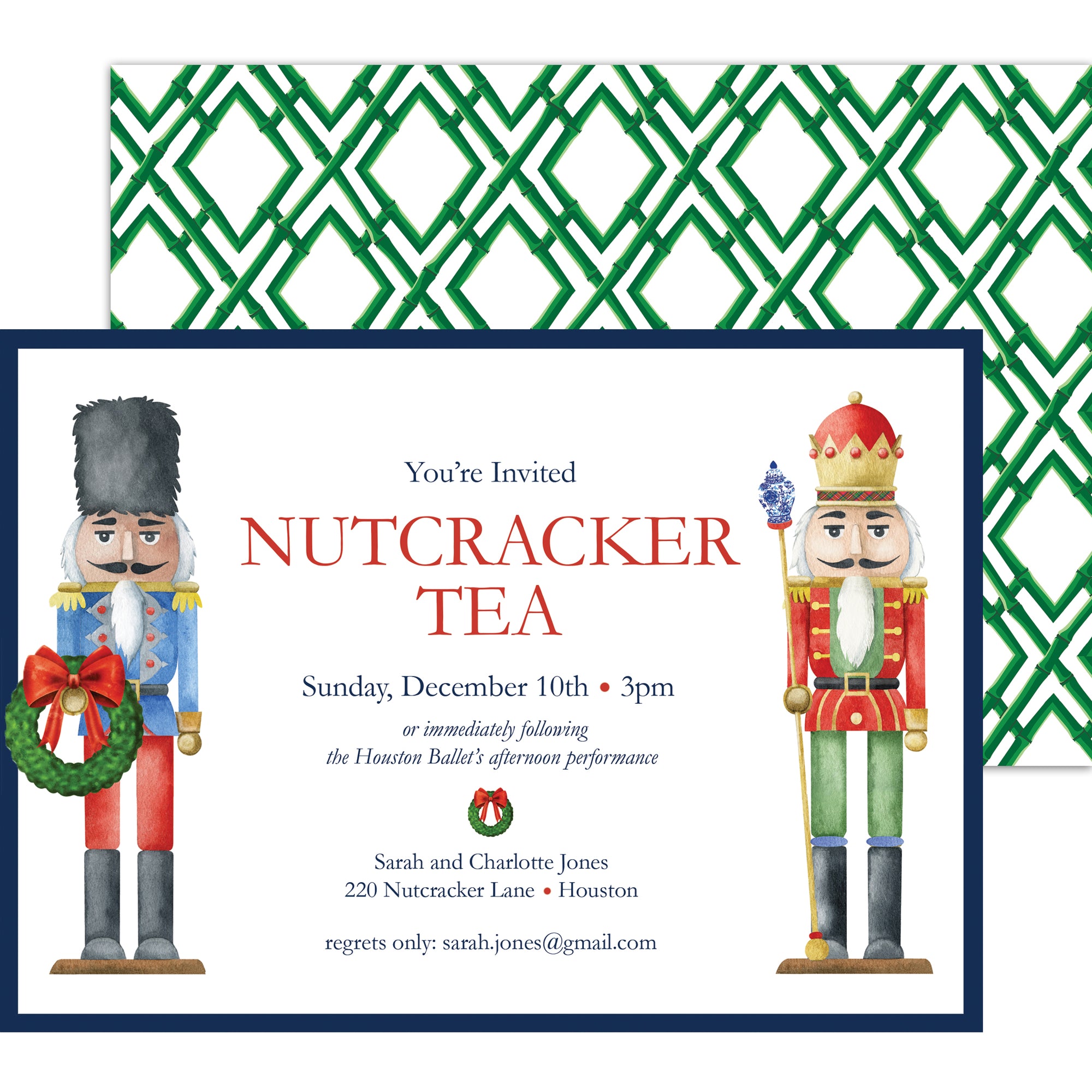 Nutcrackers Horizontal Christmas Party Invitation