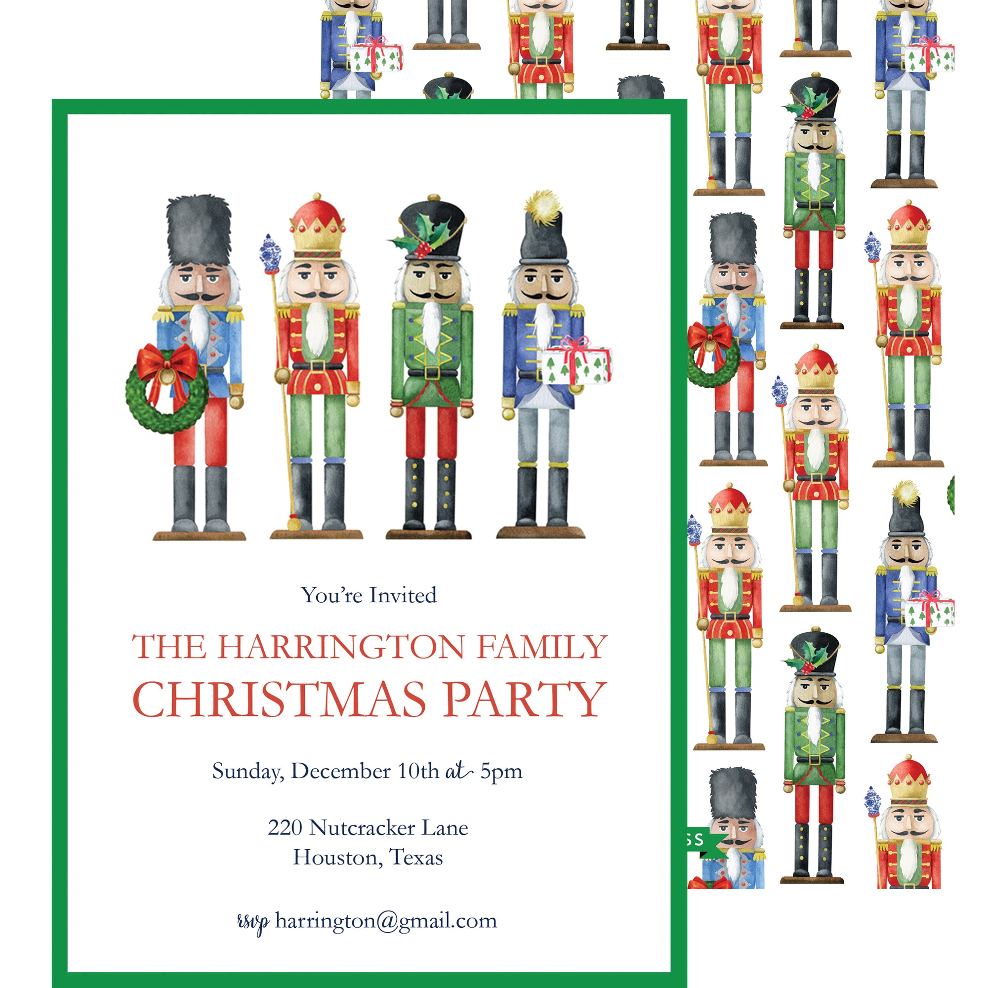 Nutcrackers Vertical Christmas Party Invitation