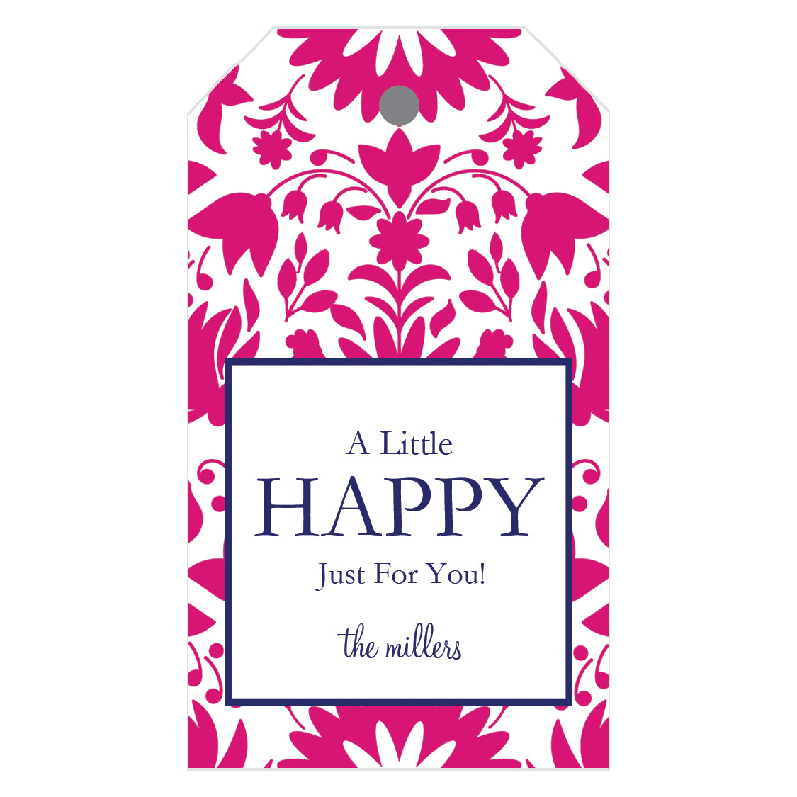 Hot Pink Otomi Pattern Personalized Gift Tags