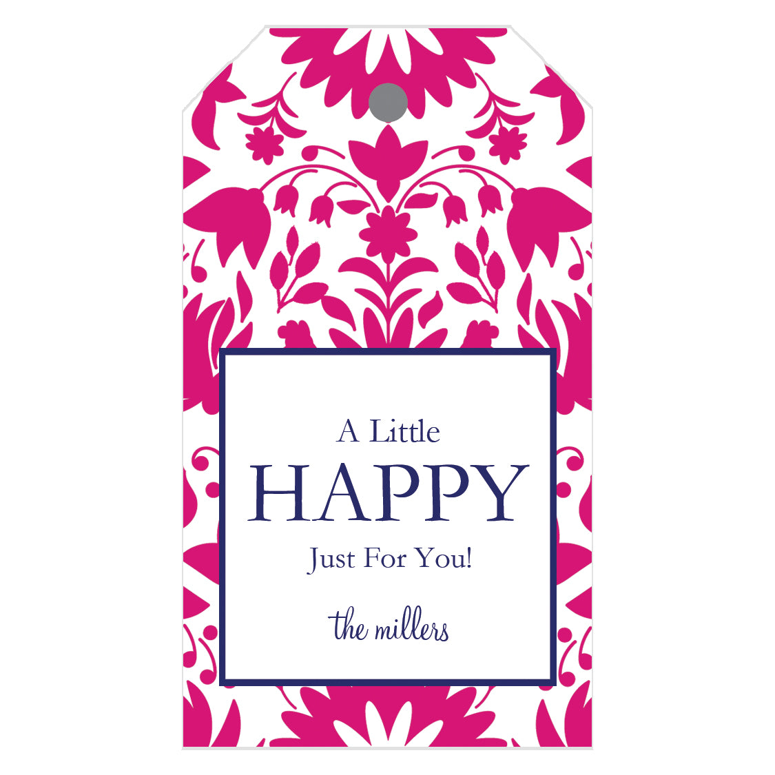 Hot Pink Otomi Pattern Personalized Gift Tags Wholesale