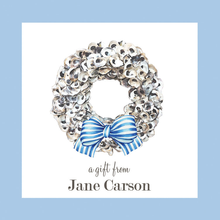 Oyster Wreath Personalized Gift Sticker | Set of 24