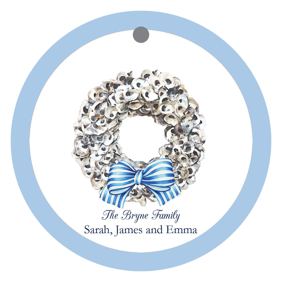 Oyster Wreath Round Gift Tags