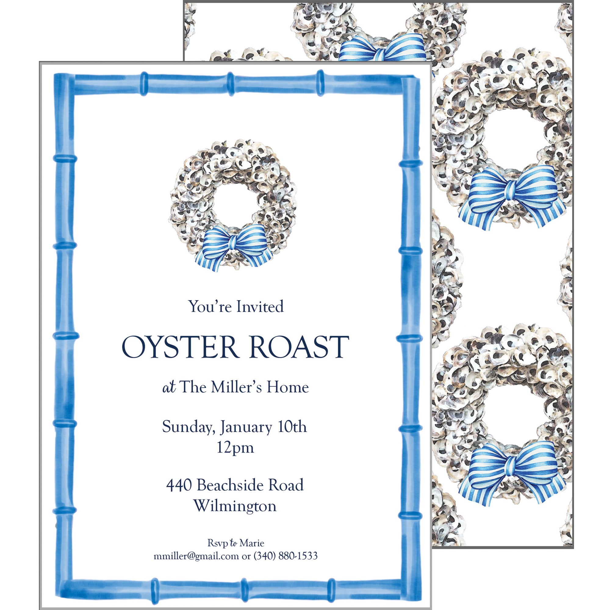Oyster Wreath Holiday Party Invitation