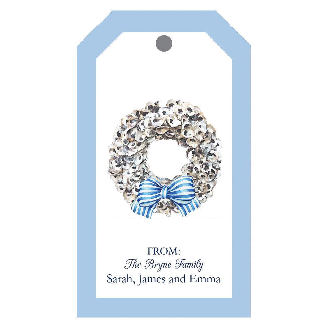 Oyster Wreath Personalized Gift Tags