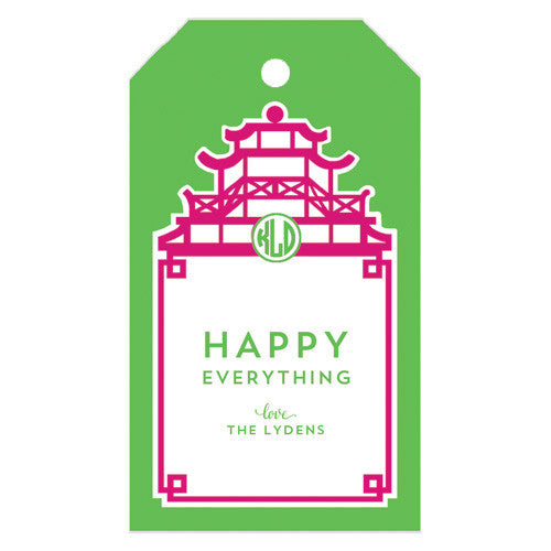 Monogrammed Pagoda Gift Tags | More Colors