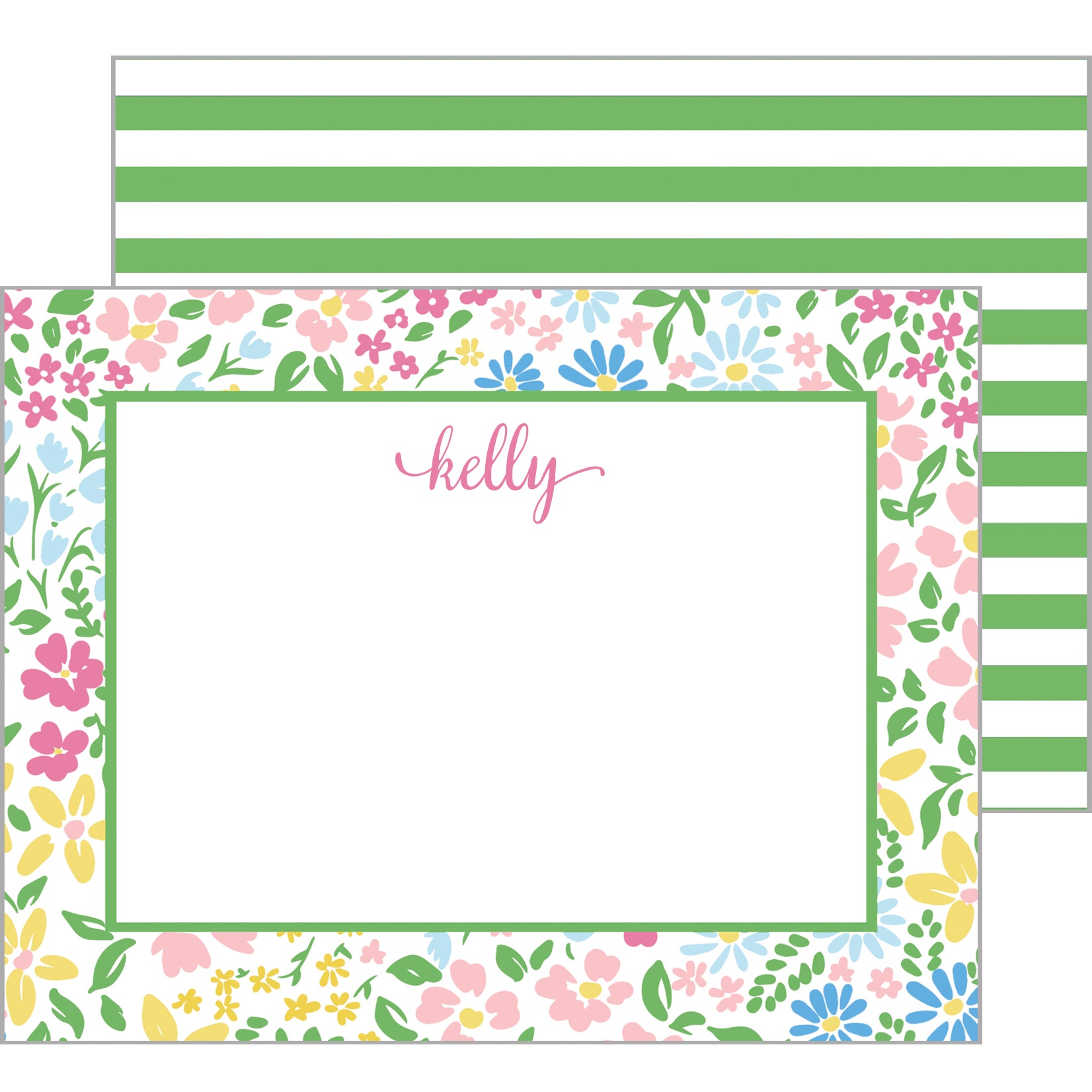 Palm Beach Floral Personalized Flat Notecards