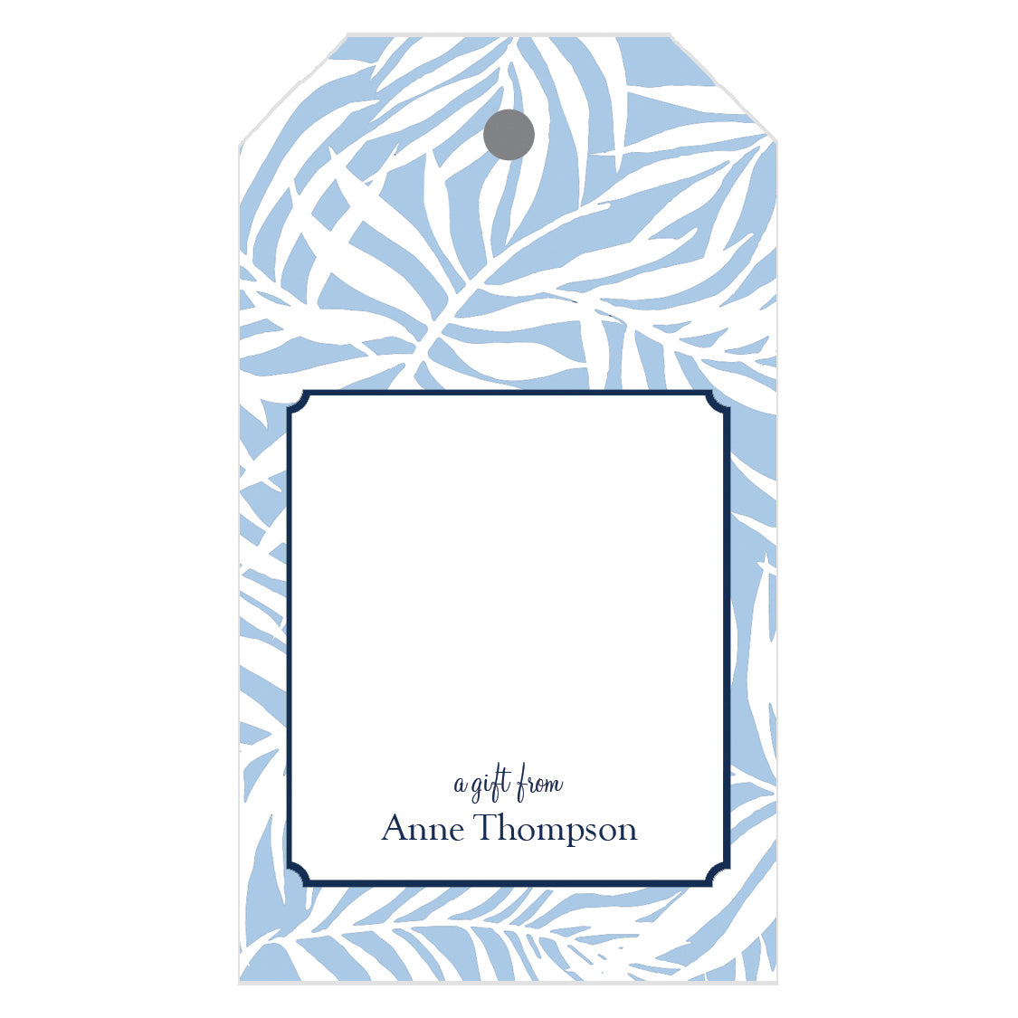 Coastal Blue Palm Leaves Personalized Gift Tags