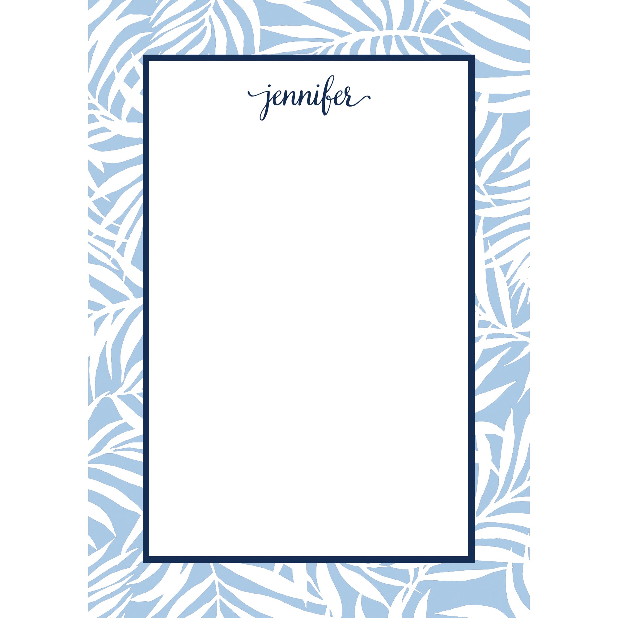 Coastal Blue Palm Leaves Personalized Notepad