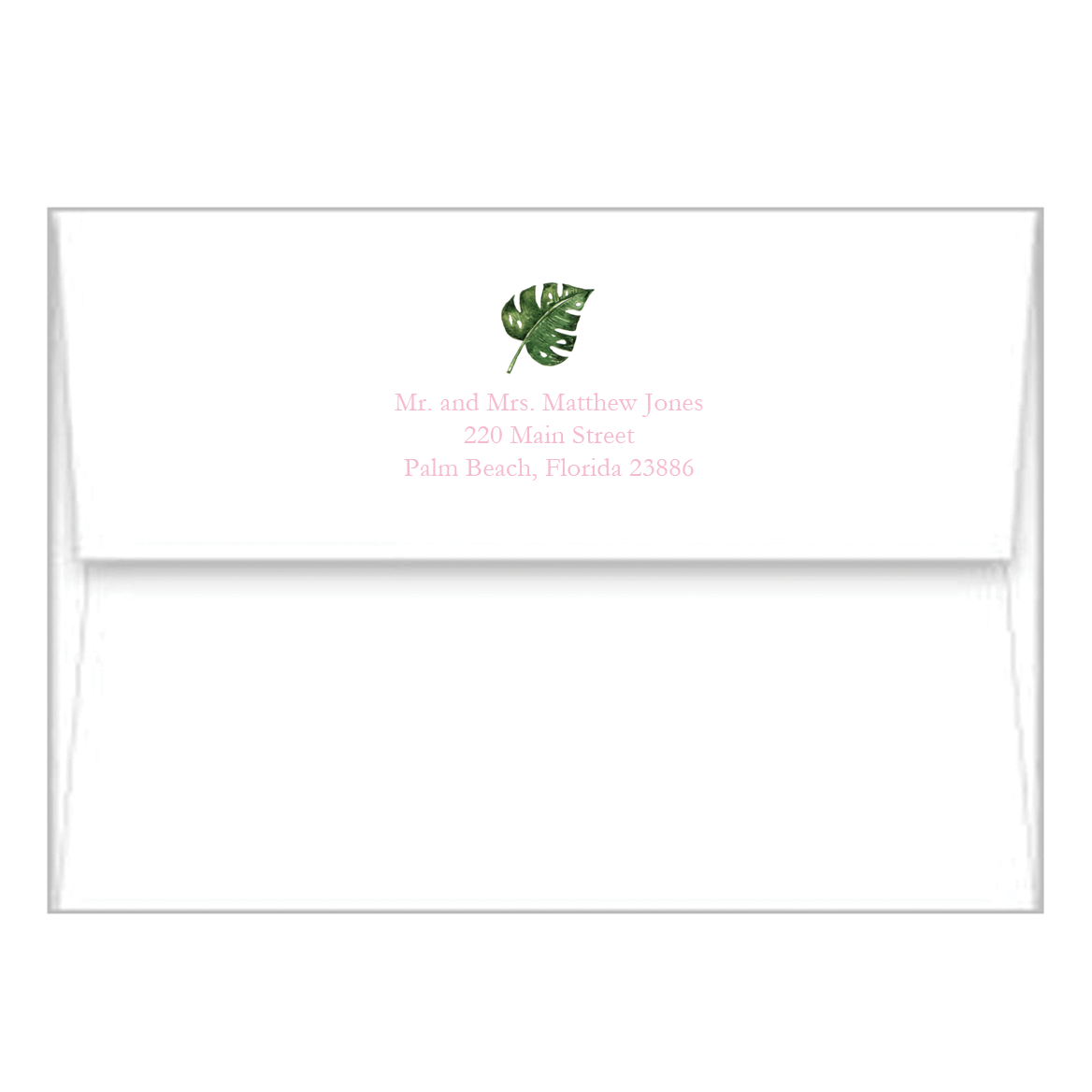 Palm Leaves + Cabana Stripes A2 Birth Announcement Card