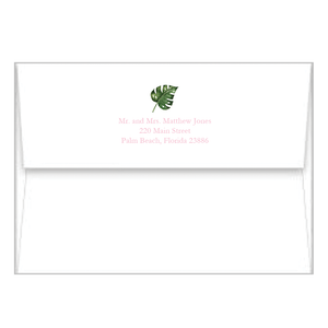 Palm Leaves + Cabana Stripes A2 Birth Announcement Card